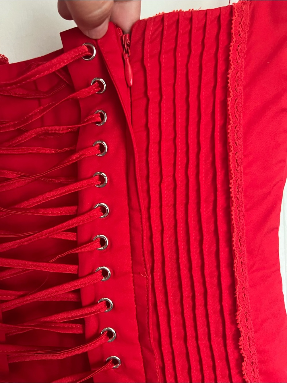 House of CB Pietra Cherry Red Corset Lace Mini Dress - XS Extra Small - Picture 8 of 11